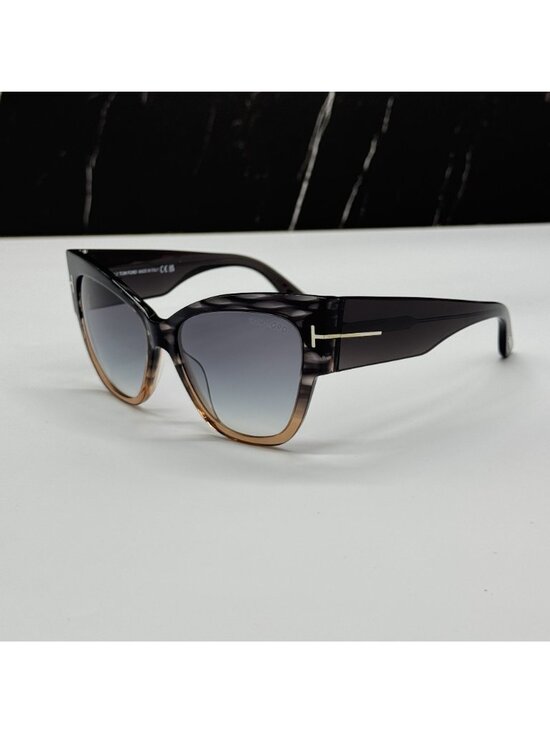 NEW TOM FORD ANOUSHKA TF371 20B BLACK/BROWN WOMEN CAT EYE SUNGLASSES FT0371 main image 7